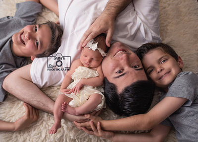 Father and sons and newborn baby girl newborn session Cooper City