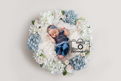 Southwest ranches birth photographer newborn baby girl blue floral nest