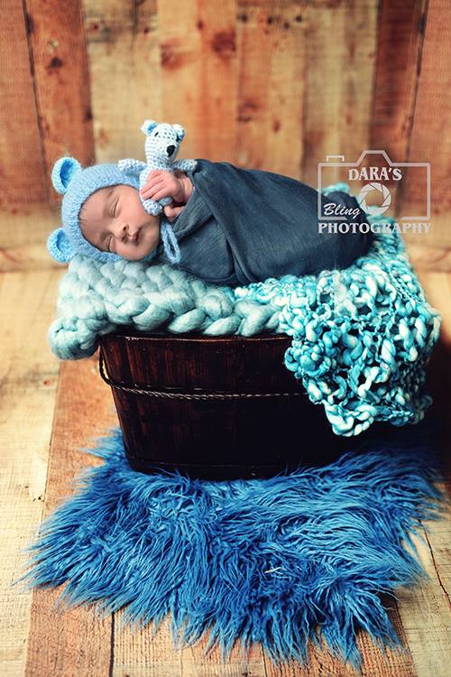 newborn baby boy blue bear bonnet Cooper City newborn photographer Dara's bling photography