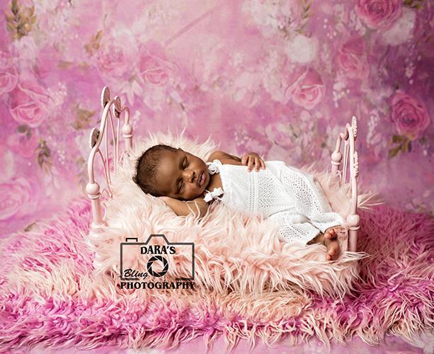 newborn baby girl pink bed photography session Davie darasblingphotography