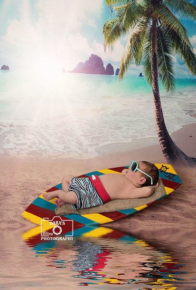 newborn baby boy surfboard sunglasses Miami Beach newborn photographer