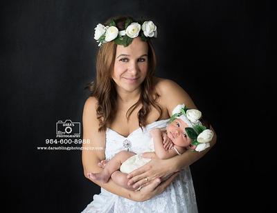 Miami Beach newborn baby photographer mother daughter flower crowns Dara's Bling Photography