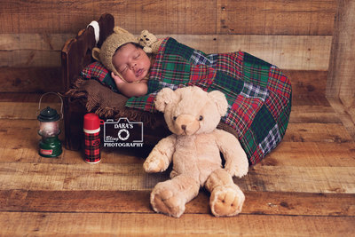 Miramar memorial hospital birth photographer newborn boy camping with bear
