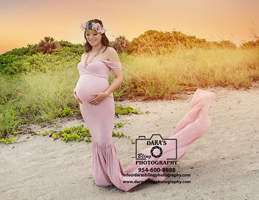 sunset beach maternity photography