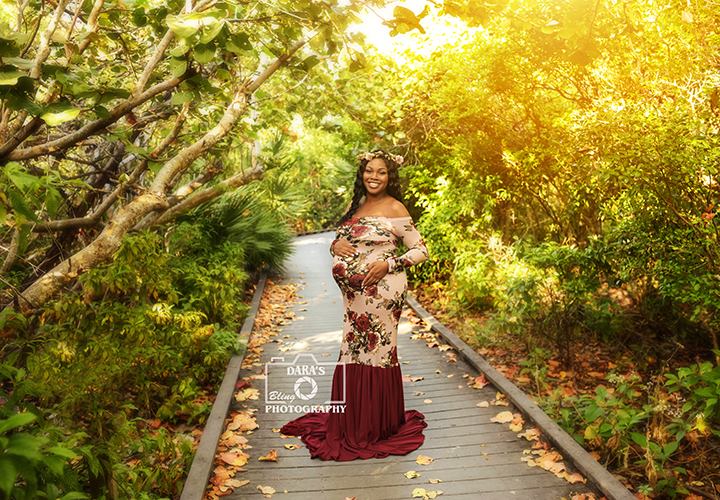 floral pregnancy gown Dania Beach park south florida maternity photographer