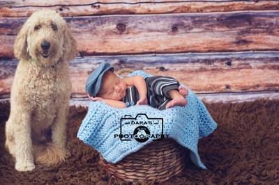 newborn photographer davie baby boy with dog