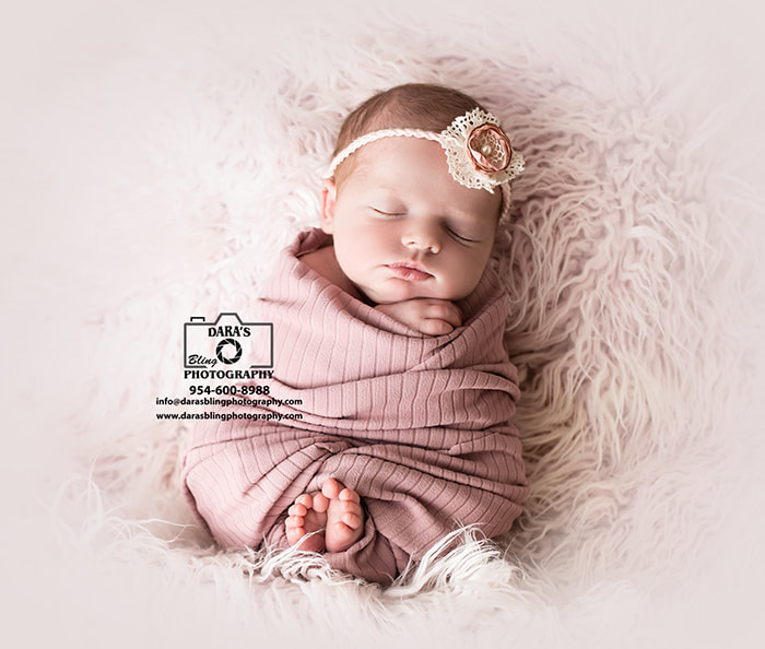 newborn girl pink wrap fur